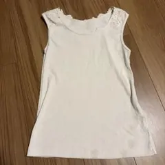 ホワイト レース付き リブ タンクトップのサムネイル