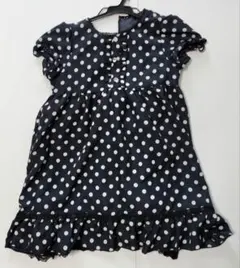ネイビー水玉ノースリーブワンピース