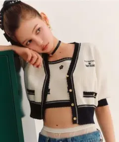 LILY BROWN×MARY QUANT バイカラーパフカーディガン＆ビスチェ