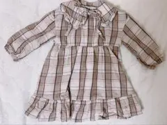 アプレレクール チェック柄 襟付き 長袖 ワンピース 90