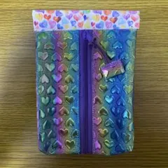 5点目100円♡新作♡新品♡ハンドメイド♡オーロラハートポーチ