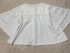 earth music &ecology・ホワイトレース付き半袖ブラウス・F