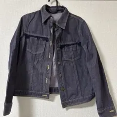 ダークデニムジャケット フリンジポケット付き