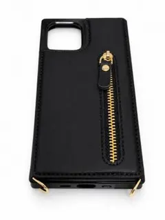 iPhone12 12Pro 手帳型ケース ブラック ジッパー付き 財布型 新品