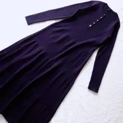 美品 スピックアンドスパン　ヘンリーネックリブニットワンピース　2022