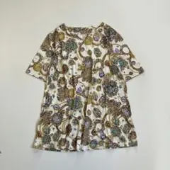 昭和レトロ 派手柄 チュニック Tシャツ バブリー 宝石 チェーン 総柄のサムネイル