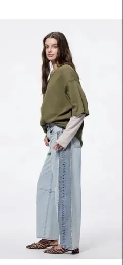 2トーン　バレルレッグジーンズ　M 丈標準