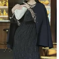 アニュアンス ノーカラー リバーショート コート （NAVY） ジャケット Fのサムネイル