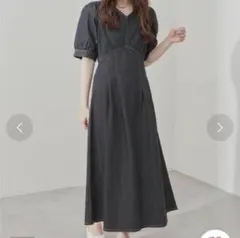 OLIVE des OLIVE ウエストタックデニムワンピース　黒のサムネイル