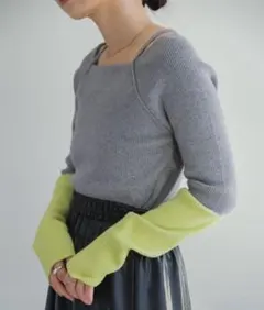 ⭐️2/11まで⭐️kastane 袖配色スクエアリブニット