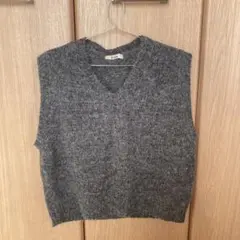El marグレー Vネック ニットベスト