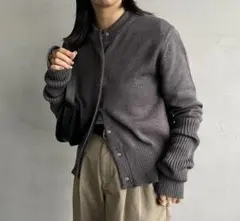 THE SHINZONE/ザ シンゾーン　クルーネック 袖リブカーディガン