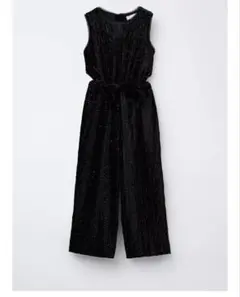 ZARA シャイニーベルベットロングジャンプスーツ 164cm