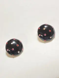 ヴィンテージAdonis アドニス 黒のポルカドットクリップオンイヤリング