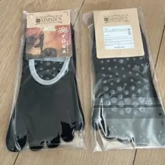 レディース ヨガソックス 滑り止め付き 2足セット ブラック 5本指