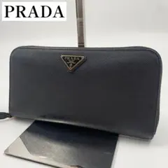 【✨美品✨】プラダ 長財布 ラウンドファスナー 三角ロゴ サフィアーノ ブラック