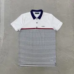 【美品】 シェルボ ゴルフ ポロシャツ ナイロン ホワイト ボーダー 46のサムネイル