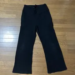 【値下げ】　パールズ　マタニティ　リブ編みフレアパンツ　黒　産前産後