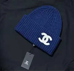 CHANEL ビーニー ネイビーニット帽新品