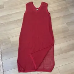 グリーンレーベル　赤　チュニック　かぎ編みワンピ　ユナイテッドアローズ　フリー
