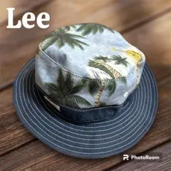 美品【Lee】帽子 58cm バケットハット アロハ 柄 デニム ネイビー