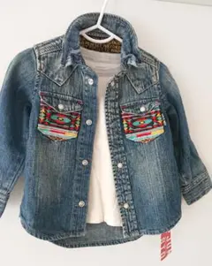値下げ！タグ付き新品未使用/F.O.KIDS/ネイティブ柄デニムシャツ/デニムジ
