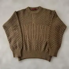 LeCENT レセント ニット セーター L ブラウン ケーブルニット