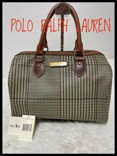 POLO RALPH LAUREN ミニボストン　ハンドバッグ　千鳥　pvc 革のサムネイル