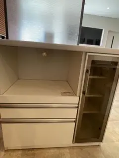 ホワイト木製キッチンカウンター