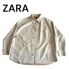 ZARA ベージュ ソフトレザー風 長袖シャツ ジャケット