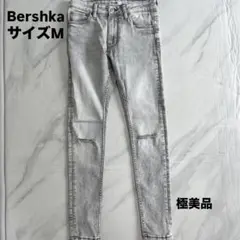 極美品Bershka グレーデニム ダメージ加工 レディースM