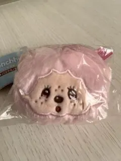 ピンクの顔刺繍マスコット キーホルダー付き　ガチャ　モンチッチ　パステル