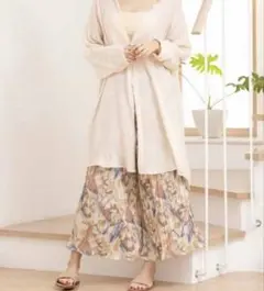 fifth フィフス プリーツデザインイージーワイドパンツ 花柄 パンツ
