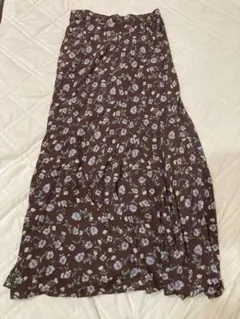 花柄ブラウンフレアスカート