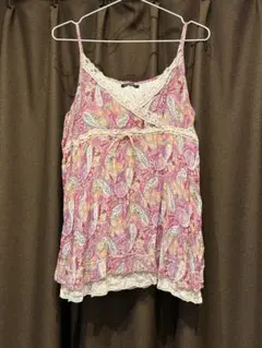 ONE AFTER ANOTHER ペイズリー柄キャミソール レース付き