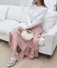 ロイヤルパーティー　ティアードラッフルサテンスカート ピンク