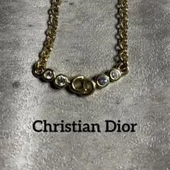 極美品/現行✨DIOR シルバー ネックレス 喜平 極太 ラインストーン 