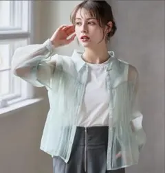 シャーリングシアーショートシャツ ミント