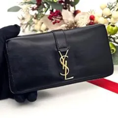 美品✨ サンローラン 長財布 キャビアスキン カサンドラ ゴールドロゴ
