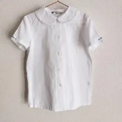 ホワイト 襟付き半袖シャツ　Mam et Moi　マムエモア