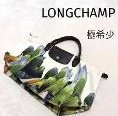 希少♡LONGCHAMP トートバッグ　フェザー　黒 ロンシャン LONGCHAMP トートバッグ 羽 フェザー モチーフ 黒 希少