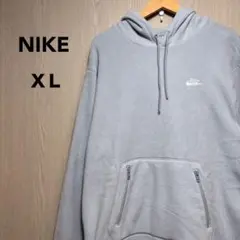 NIKE クラブウィンターライズドプルオーバー　XＬ　ライトグレー　刺繍ロゴ