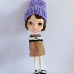 ブライスアウトフィット コントラストヨークのニットワンピース リボン ベージュ