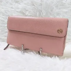 レア美品✨️グッチ◇大容量二つ折り長財布 シボ革プチGGペールピンク 