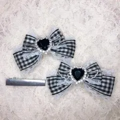 ブラックギンガム❤︎リボンクリップ 量産型 オタ活 ロリータ アイドル コンカフェ