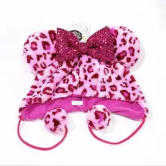 ディズニー ヒョウ柄 ファンキャップ スパンコール ピンク ミニー