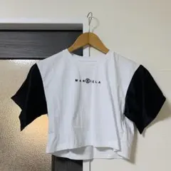 新品タグ付きMM6メゾンマルジェラ刺繍ロゴ クロップドTシャツ adidasも出