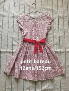 petit bateau プチバトー 花柄 半袖ワンピース ウエストリボン付きのサムネイル