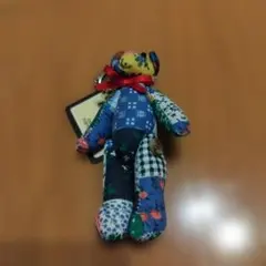 C'est mignon パッチワーク ベア ぬいぐるみ キーホルダー