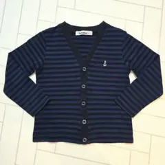 美品 ファミリア カーディガン 110 ボーダー ネイビー familiar